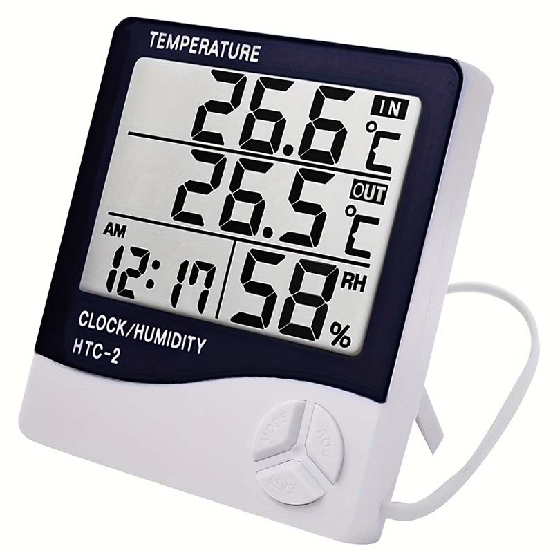 Weather Station Indoor - Termometer higrometer Digital, pengukur suhu elektronik