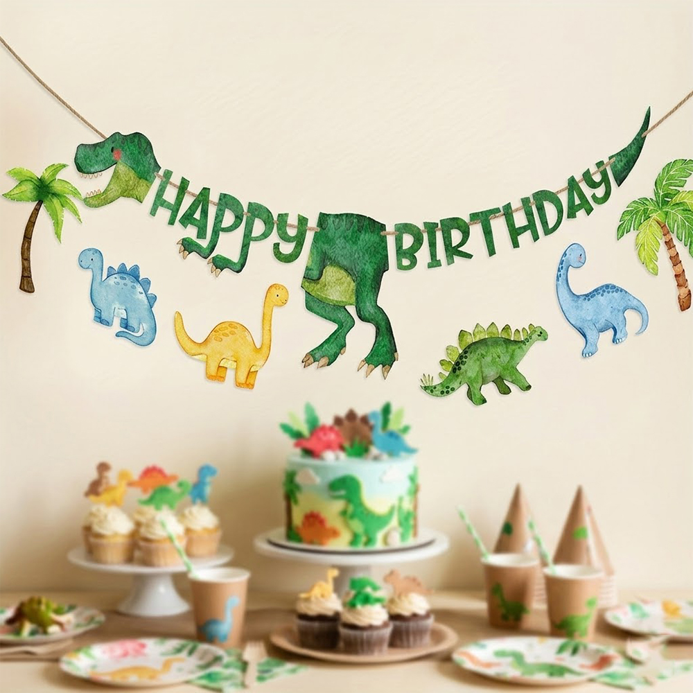 Science Of Happiness - Spanduk Selamat Ulang Tahun Dinosaurus, Garland