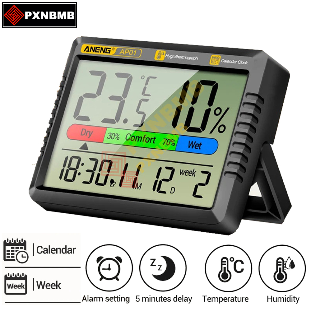 Weather Station Indoor - Termometer Udara Cerdas Meteran Higrometer Jam
