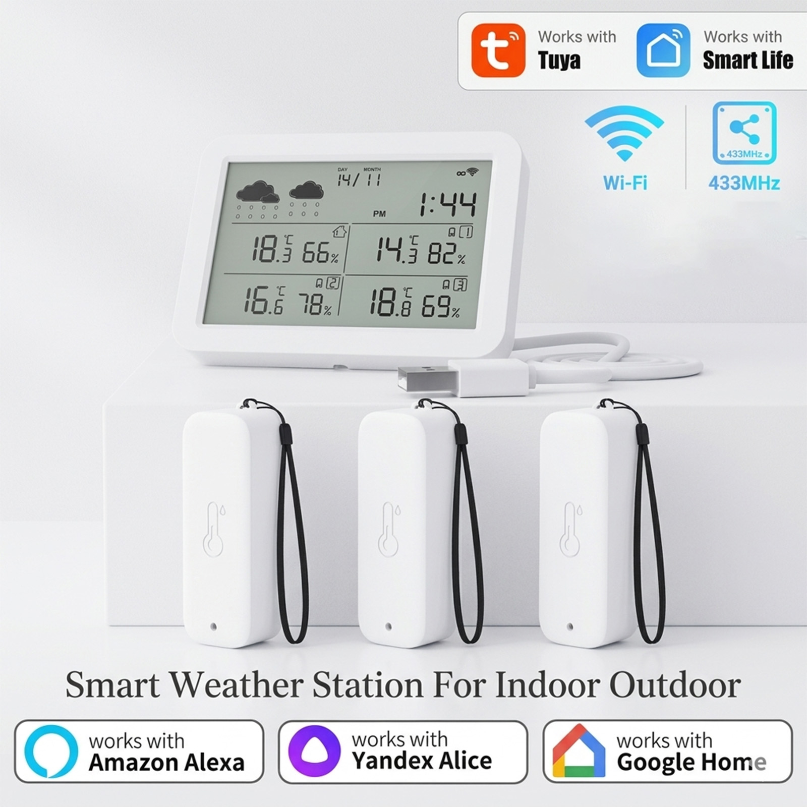 Stasiun Cuaca Tuya WiFi+RF433, - Weather Station Indoor ulasan dan harga