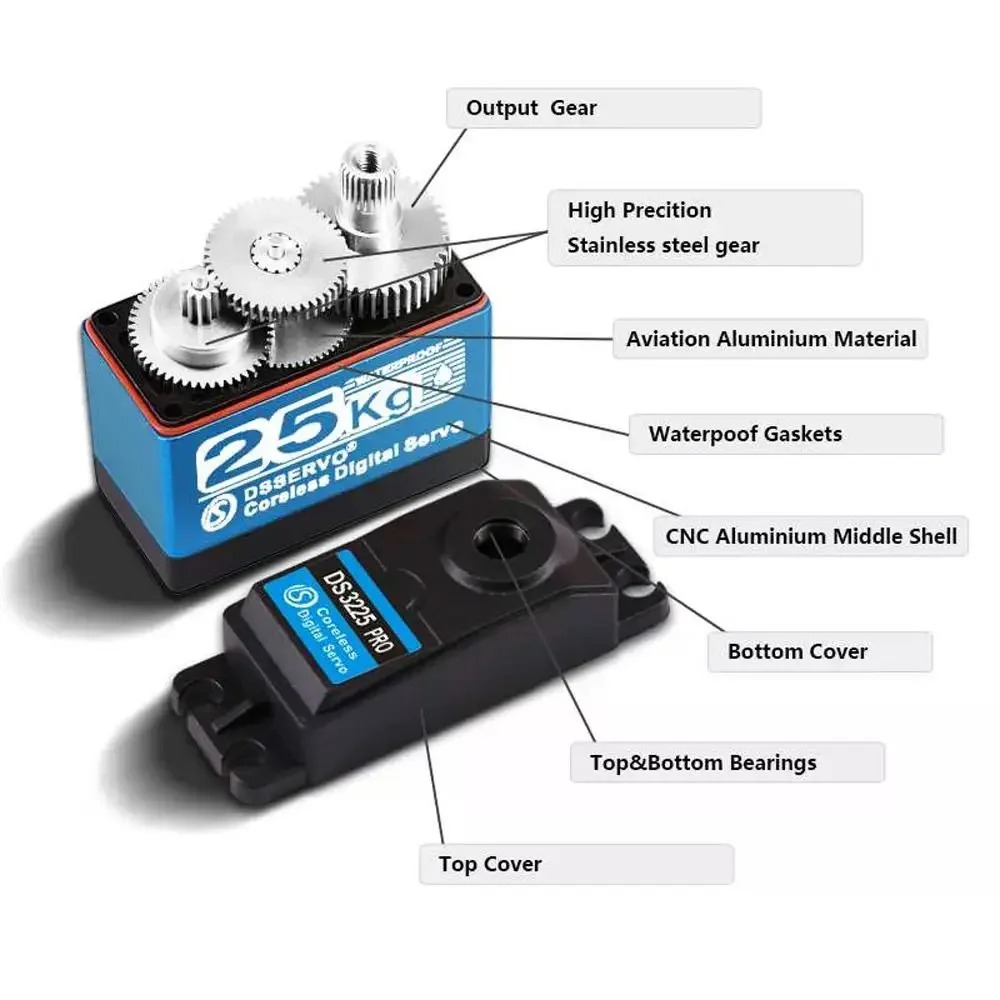 DS3225 Pro 25kg Motor Servo RC - Robot Arm Motor ulasan dan harga